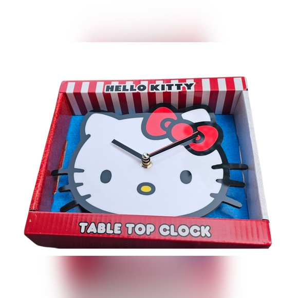 Hello Kitty Other - Sanrio Hello Kitty Small Table Top Clock Red Bow & White Face Wall Decor